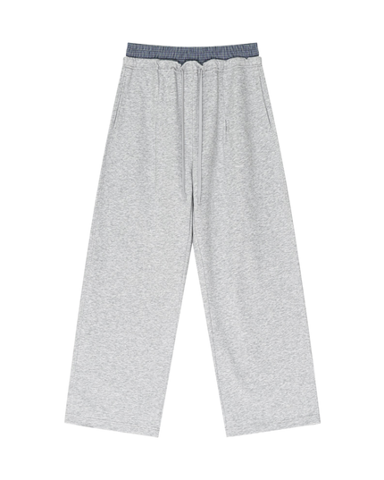 Plaid Contrast Waist Pants