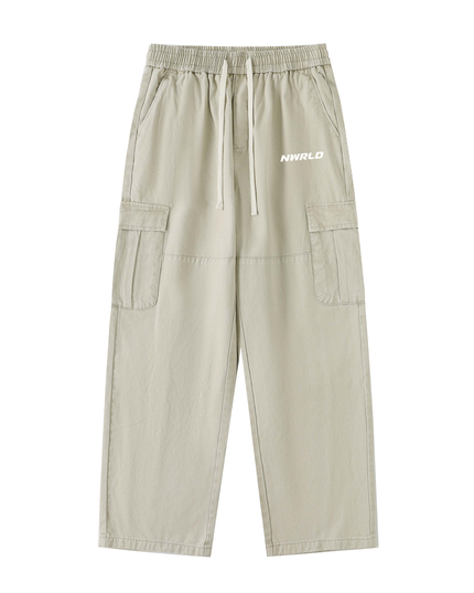 Drawstring Waist Straight-Leg Cargo Pants