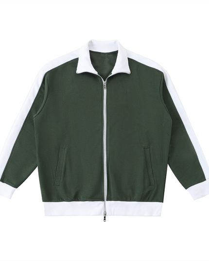 Contrast Trim Stand Collar Jacket