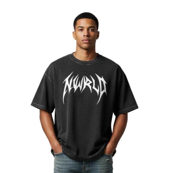 DARK MODE x METAL MANIA / Waffle-Texture Boxy T-Shirt - NWRLD CLOTHING