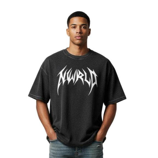 DARK MODE x METAL MANIA / Waffle-Texture Boxy T-Shirt - NWRLD CLOTHING