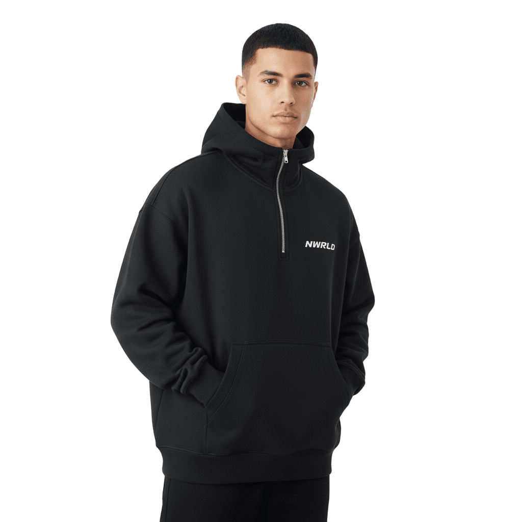 NWRLD ESSENTIALS / Big Hood Half-Zip Hoodie - NWRLD CLOTHING