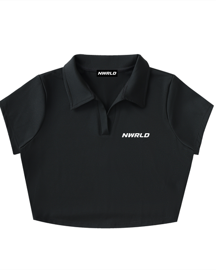 V-Neck Lapel Crop Top