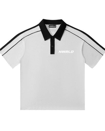 Contrast Collar Short-Sleeve Polo Shirt
