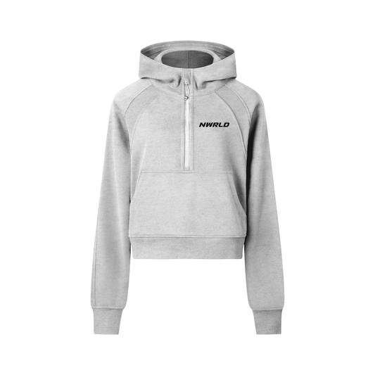 NWRLD ESSENTIALS / Cropped Half-Zip Hoodie - NWRLD CLOTHING