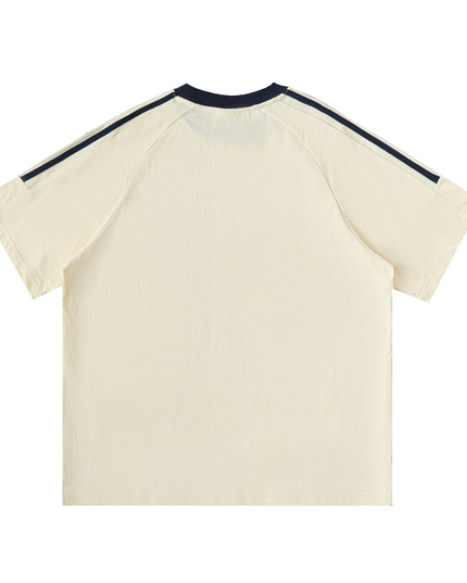 Contrast Tape Crewneck Cotton T-Shirt