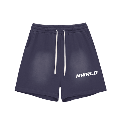 NWRLD ESSENTIALS / Sun Fade Raw Edge Shorts - NWRLD CLOTHING