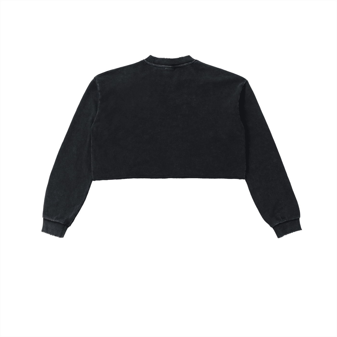 DARK MODE x METAL MANIA / Snow Washed Raw Edge Cropped Sweatshirt - NWRLD CLOTHING