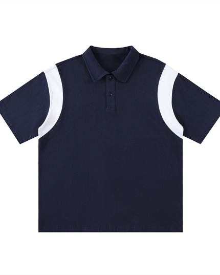 Contrast Panel Cotton Polo Shirt