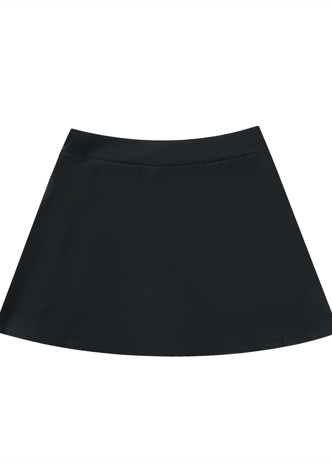 High-Waist Pocketed A-Line Skirt