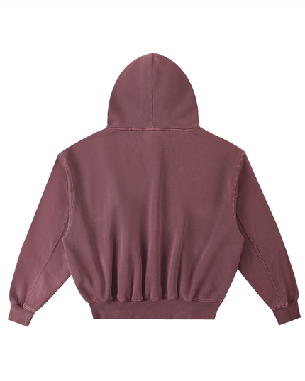 Frayed Enzyme Washed Fleece Hoodie
