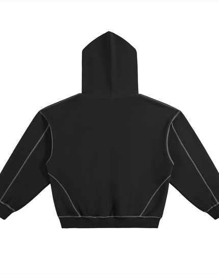NWRLD 003 | Contrast-Stitched Boxy Fleece Hoodie