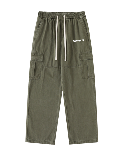 Drawstring Waist Straight-Leg Cargo Pants