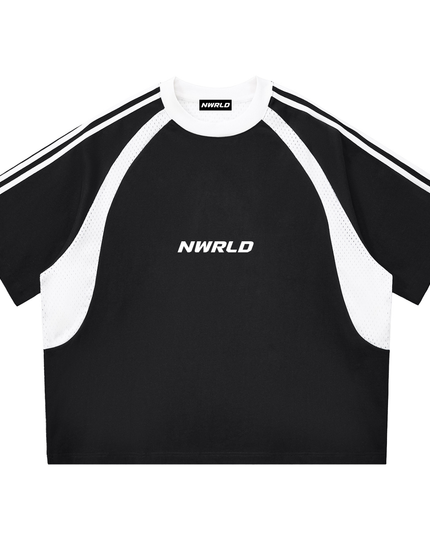 NWRLD 002 Contrast Panel Mesh T-shirt