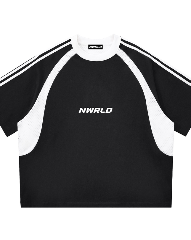 NWRLD 002 Contrast Panel Mesh T-shirt