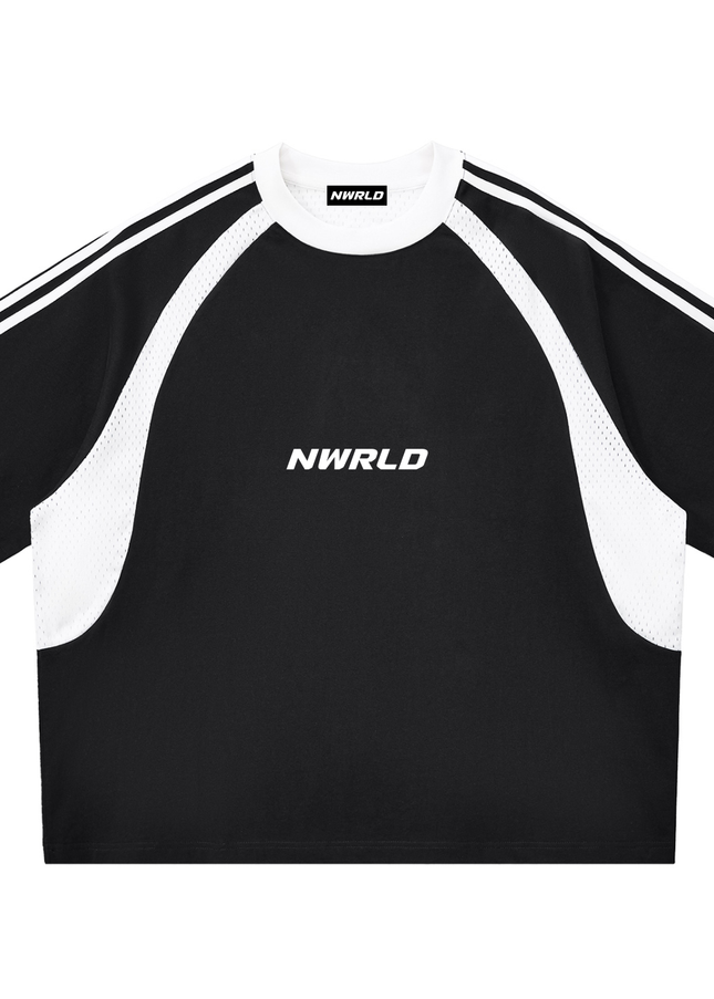 NWRLD 002 Contrast Panel Mesh T-shirt