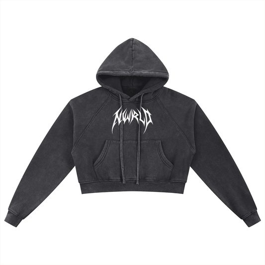 DARKMODE x METALMANIA / Snow Washed Cropped Hoodie - NWRLD CLOTHING
