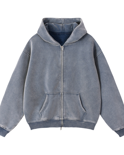 NWRLD 003 / Zip-Through Boxy Fleece Hoodie