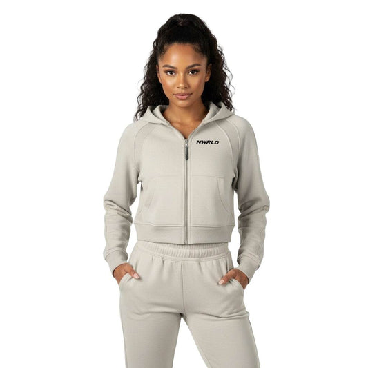 NWRLD ESSENTIALS / Cropped Zip-Through Hoodie - NWRLD CLOTHING
