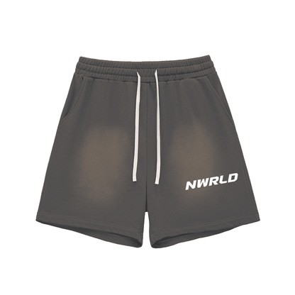 NWRLD ESSENTIALS / Sun Fade Raw Edge Shorts - NWRLD CLOTHING