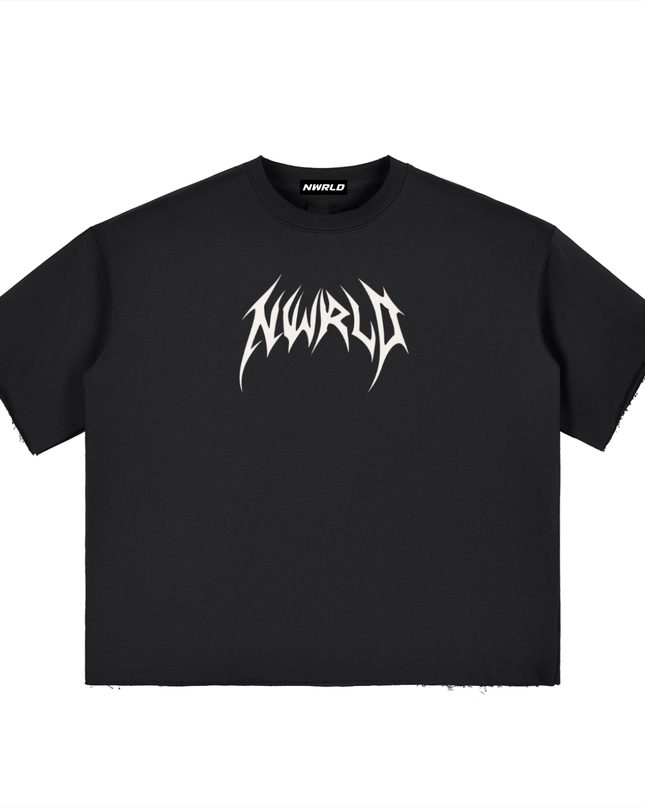 Boxy Half-Sleeve Raw-Edge T-Shirt