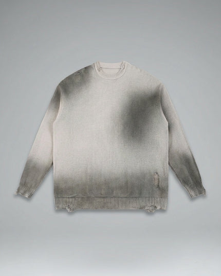 Lay-flat product shot of Sun Fade Distressed Ripped Crewneck sweater
