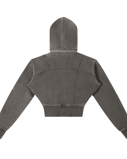 NWRLD 003 / Vintage Washed Cropped Fleece Hoodie