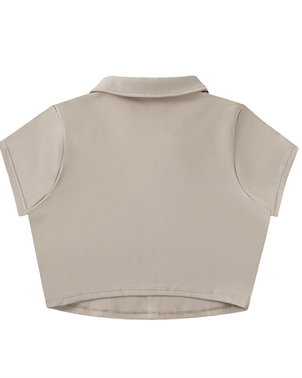 V-Neck Lapel Crop Top