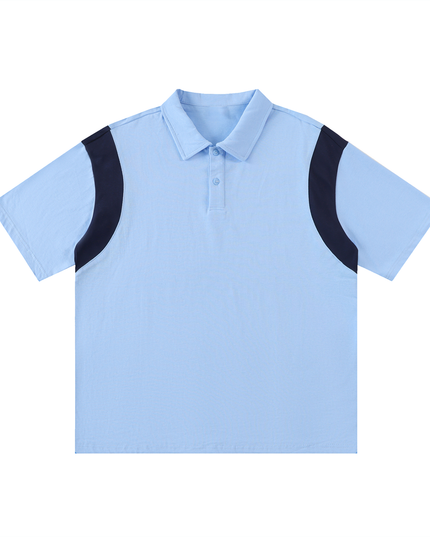 Contrast Panel Cotton Polo Shirt