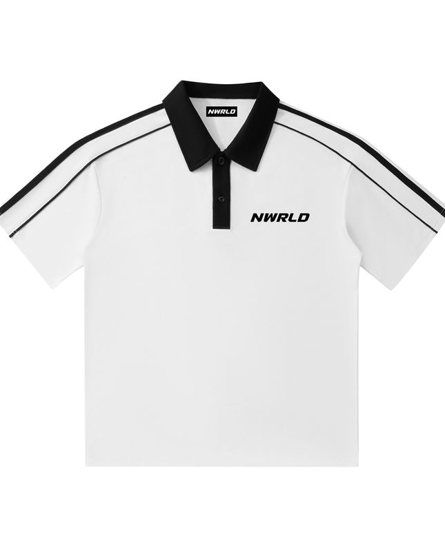 Contrast Collar Short-Sleeve Polo Shirt