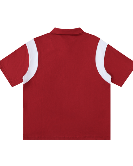Contrast Panel Cotton Polo Shirt