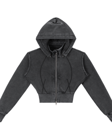 NWRLD 003 / Vintage Washed Cropped Fleece Hoodie