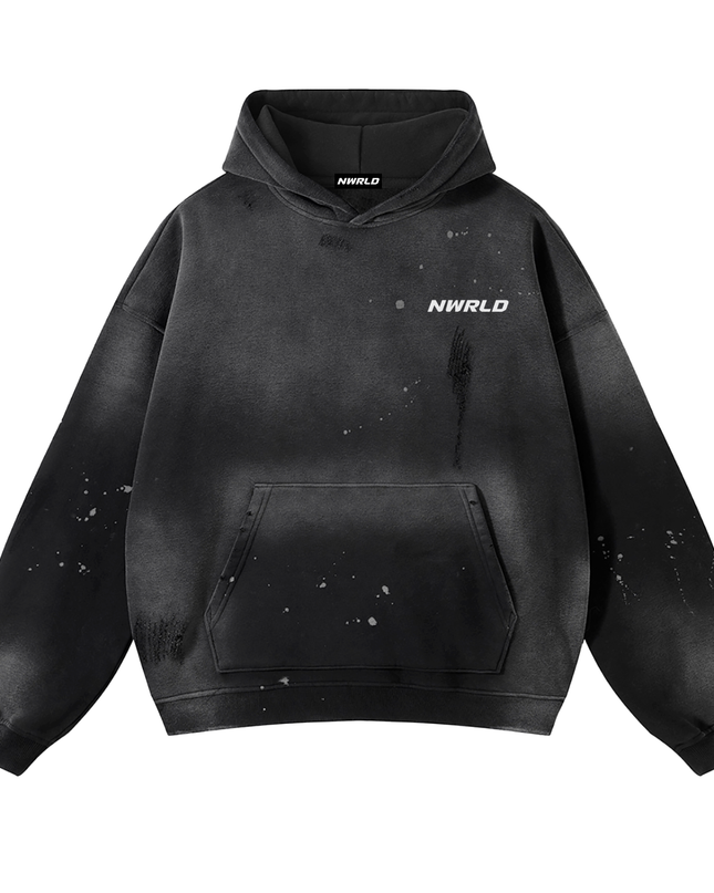 Vintage Washed Frayed Fleece Hoodie