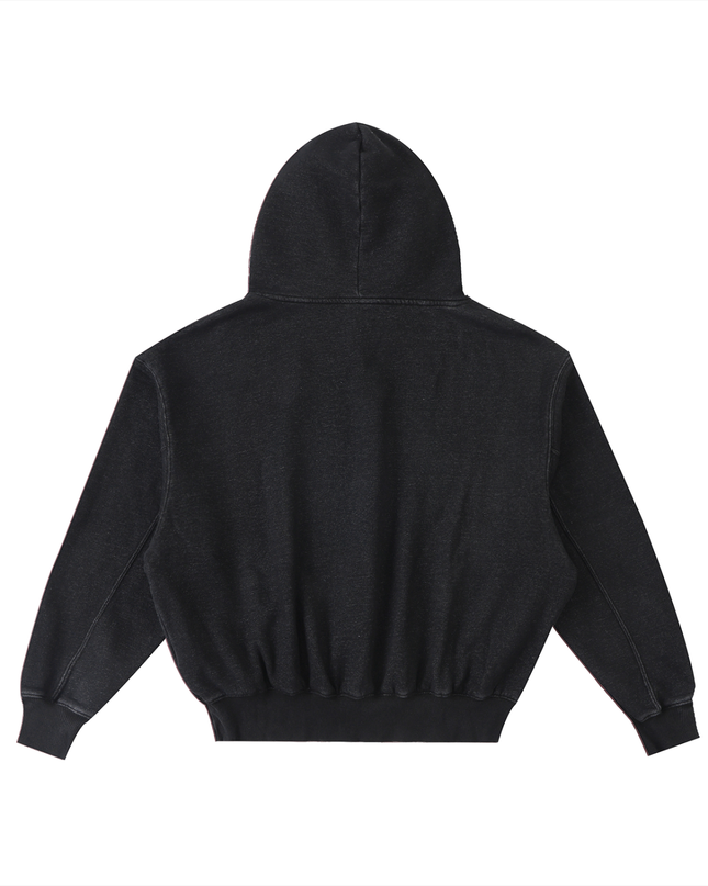 Frayed Enzyme Washed Fleece Hoodie