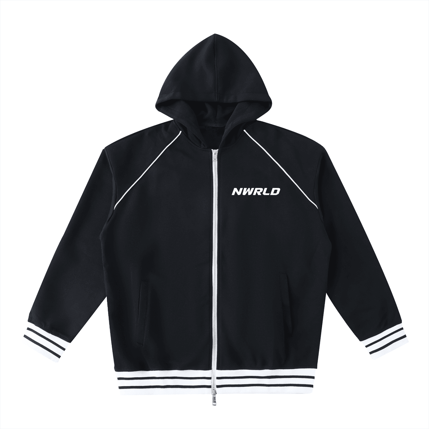 NWRLD ESSENTIAL / Striped Zip-Up Hoodie - NWRLD CLOTHING