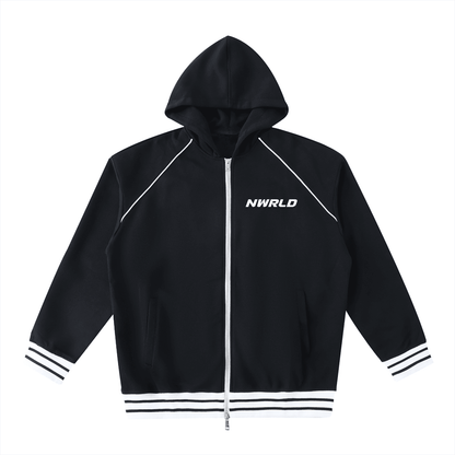 NWRLD ESSENTIAL / Striped Zip-Up Hoodie - NWRLD CLOTHING