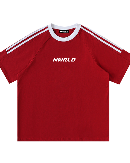 Contrast Tape Crewneck Cotton T-Shirt