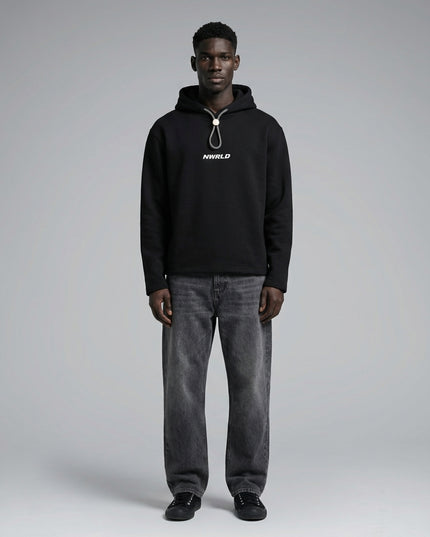 Full body view of the model wearing Oversized Fleece Hoodie