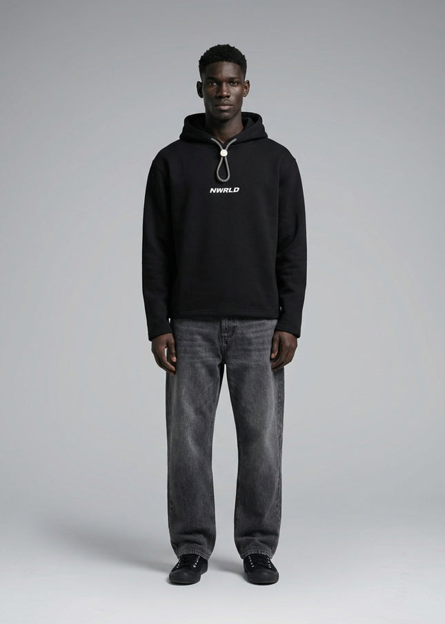Full body view of the model wearing Oversized Fleece Hoodie