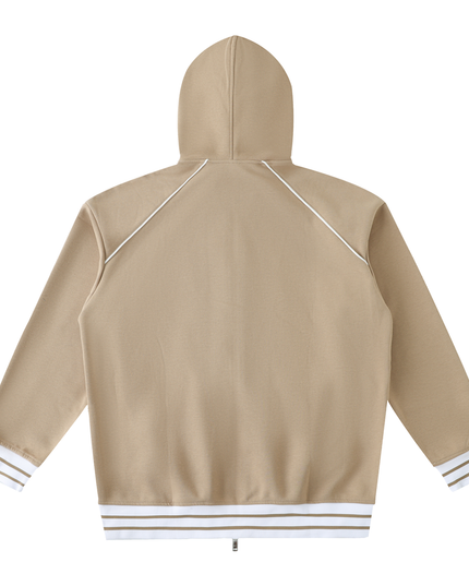 Striped Trim Zip-Up Hoodie