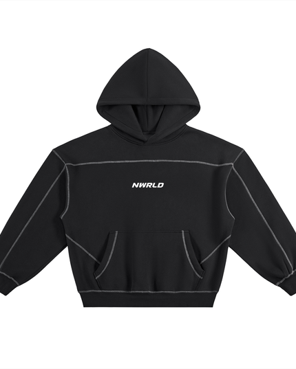 NWRLD 003 | Contrast-Stitched Boxy Fleece Hoodie