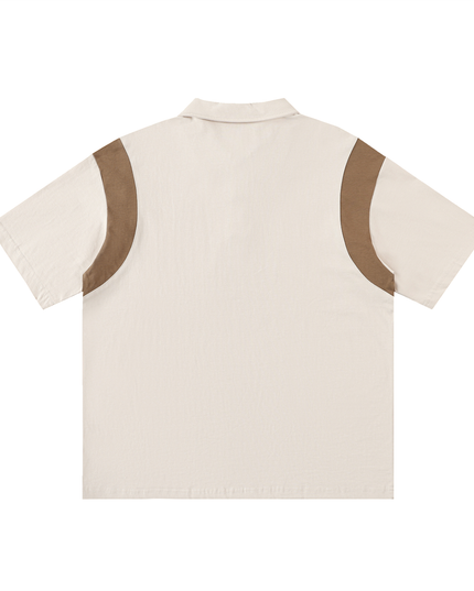 Contrast Panel Cotton Polo Shirt
