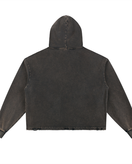 Vintage Washed Frayed-Hem Hoodie