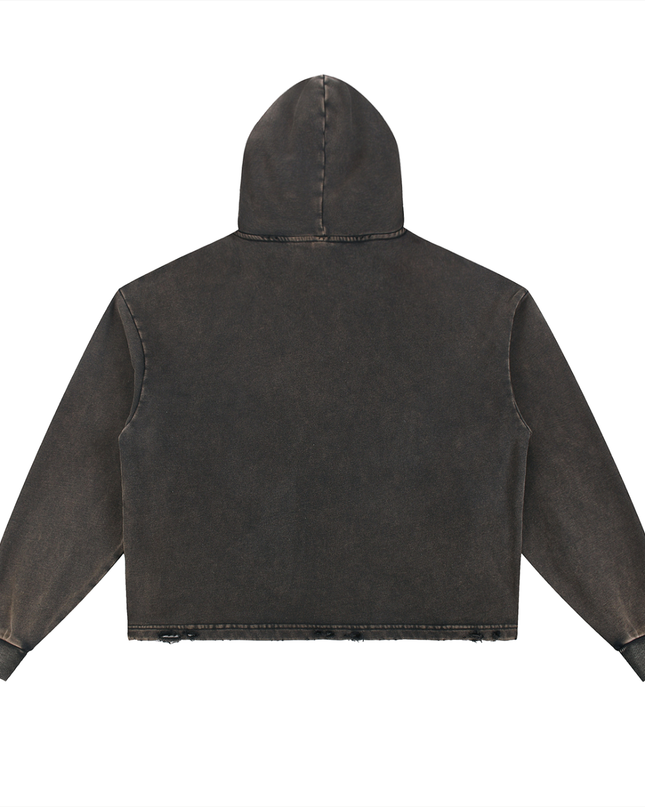 Vintage Washed Frayed-Hem Hoodie