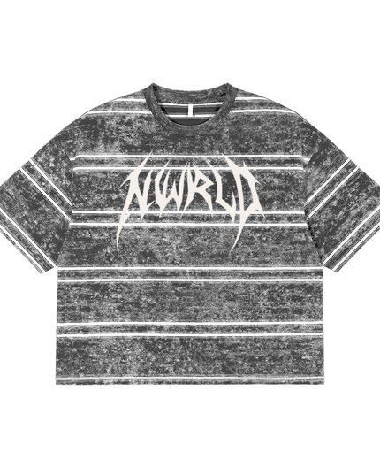 Snow Washed Striped Boxy T-Shirt