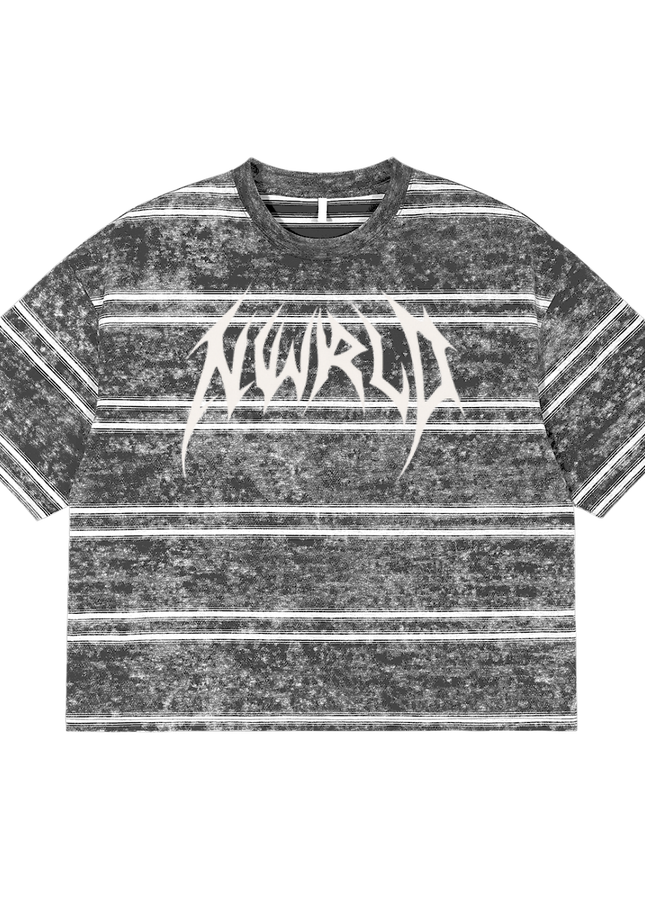 Snow Washed Striped Boxy T-Shirt
