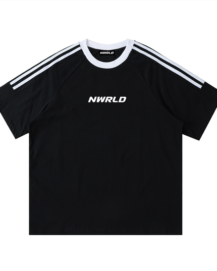 Contrast Tape Crewneck Cotton T-Shirt