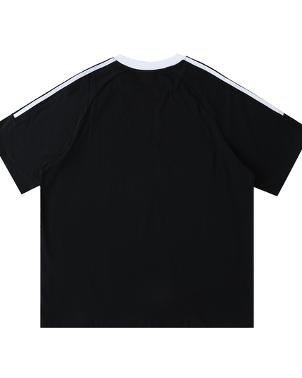 Contrast Tape Crewneck Cotton T-Shirt