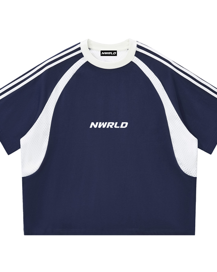 NWRLD 002 Contrast Panel Mesh T-shirt