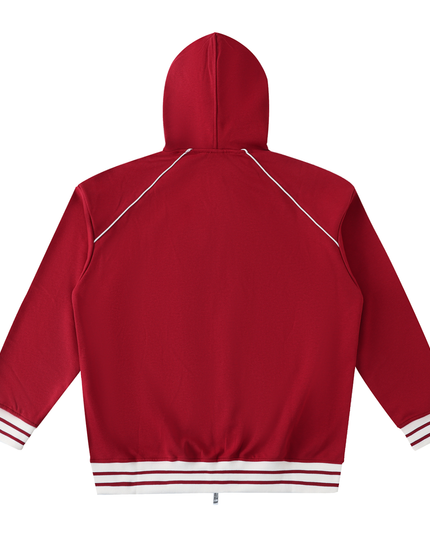 Striped Trim Zip-Up Hoodie